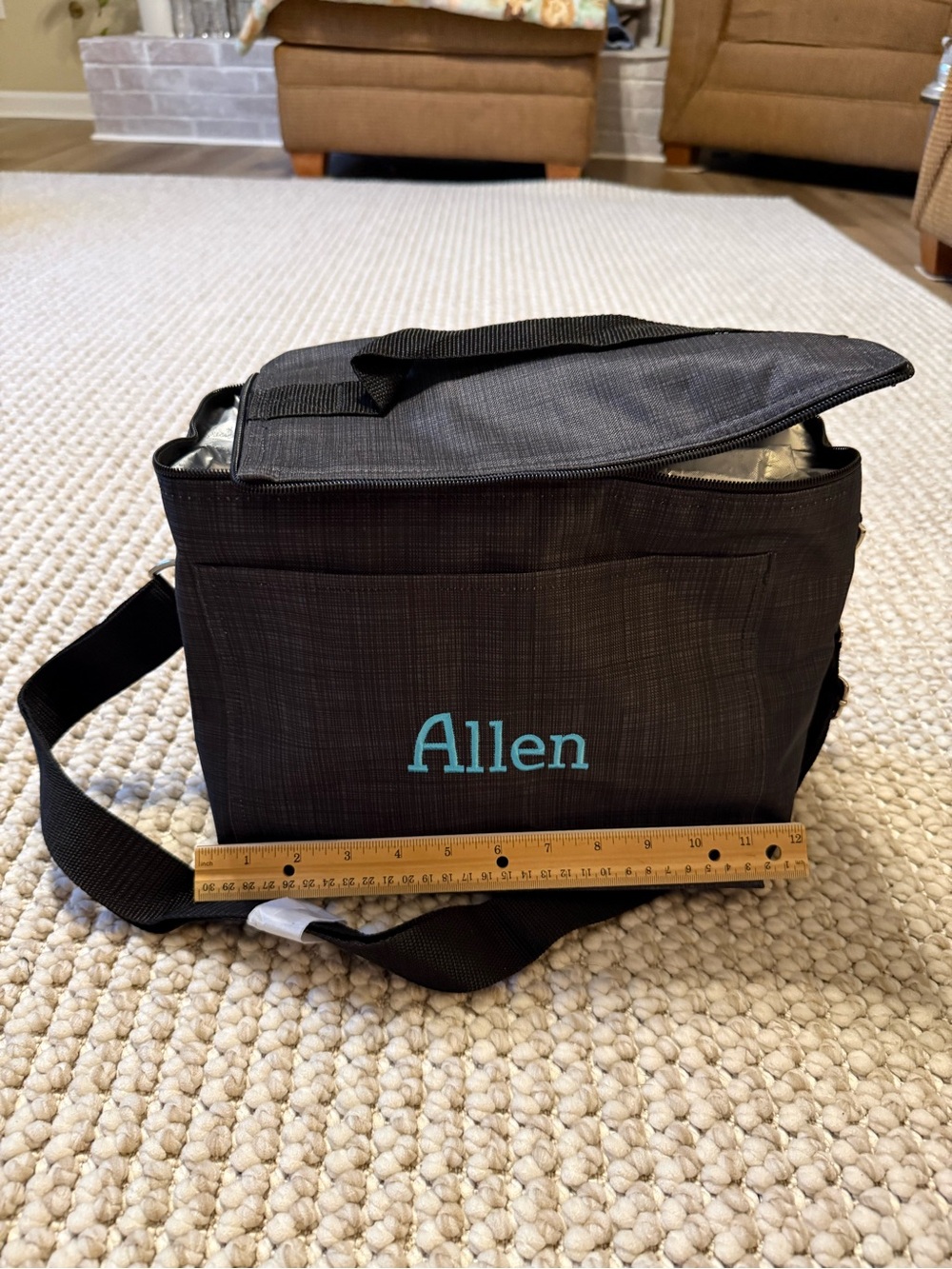 thirty-one Black Lunch Cooler with Teal Embroidery